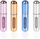 Axooms 4-Pack Refillable 5 ml Perfume Atomizer Spray Bottles with Zippered Pouch, Travel-Size, Assorted Colors