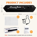 Axooms Electric 2-in-1 Food Storage Vacuum Sealer | Automatic Sealing Machine for Home Kitchen | Keeps Food Fresh with Wet & Dry Sealing System | Includes 10 Food Bags (Black - 1 Piece)