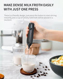 CIRCLE JOY Rechargeable Milk Frother Handheld with Stand, Dual Spring Whisk Head Electric Coffee Frother Foam Maker, Portable Drink Mixer for Cappuccino, Latte, Matcha, Black