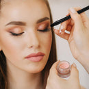 Axooms 4-in-1 Retractable Makeup Brush Set, Portable Travel Powder, Highlighter, Eyeshadow, and Lip Brushes, Pink
