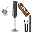 CIRCLE JOY Rechargeable Milk Frother Handheld with Stand, Dual Spring Whisk Head Electric Coffee Frother Foam Maker, Portable Drink Mixer for Cappuccino, Latte, Matcha, Black