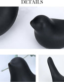 Axooms Small Animal Figurines - Black Bird Statues for Home Decor, Modern Ceramic Desktop & Bookshelf Decor for Bedroom, Living Room, Cabinet & Coffee Table (Black, 2 Pieces)