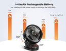 Axooms Clip-on Desk Fan for Stroller 5000mAh Rechargeable, Personal USB Fan with 4 Speeds 360° Adjustable Rotation, Desktop Table Fan for Pushchair, Car and Travel, Blue