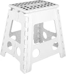 Axooms 16 Inch Heavy Duty Folding Step Stool | Non-Slip Foldable Footstool for Toddlers, Children & Adults | Portable, Lightweight Plastic Footstep w/Carrying Handle for Indoor or Outdoor (White)