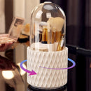 Axooms 360° Rotating Makeup Brush Organizer with 5 Compartments and Clear Dustproof Cover for Bathroom and Bedroom