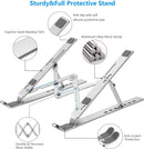 Axooms Foldable Adjustable Aluminum Laptop Stand for MacBook Air/Pro, HP, Lenovo, Dell and Other 10–15.6-Inch Laptops and Tablets, Silver
