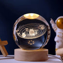 Axooms 3D Galaxy Crystal Ball Night Light, Solar System USB Crystal Lamp, Wooden Colorful Home Decor Gift for Teens, Boys and Girls
