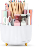 Axooms 360° Rotating Pen and Pencil Holder with 5 Compartments for Office, School and Home, White