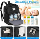 Axooms 3-in-1 Baby Diaper Backpack with Portable Crib and Changing Pad, Waterproof Travel Diaper Bag for Newborns with Large Capacity, Stroller Straps and Insulated Pockets for Moms and Dads