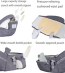 Hounsh Gray Baby Hip Seat Carrier with Adjustable Strap, Zipper Pocket, Soft Base, and Large Storage Space (Gray)