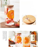 Axooms Clear Glass Drinking Cups with Wooden Lids and Reusable Glass Straws, 17 oz, 4- or 6-Piece Set