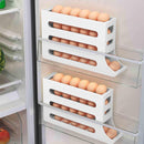 Axooms 4-Layer Automatic Rotating Egg Dispenser for Refrigerator – Space-Saving Gravity-Fed Egg Organizer, Holds 30 Eggs, White, Size L