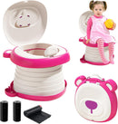 Axooms Foldable Toddler Travel Potty, Portable Car Potty with Disposable Liners, Compact Toilet Seat for Travel, Camping, and Outdoor Use, Pink