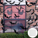 Axooms 5-Piece Halloween Table Decoration Set – Black Lace Round Spider Web Tablecloth, Fireplace Mantel Scarf, Spider Web Runner & 36 Scary 3D Bat Wall Stickers for Parties