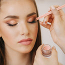 Axooms 4-in-1 Retractable Makeup Brush Set, Portable Travel Powder, Highlighter, Eyeshadow, and Lip Brushes, Pink