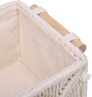 Axooms Storage Baskets, Handwoven Cotton Rope Boho Organizer Bins with Wooden Handles, Set of 2
