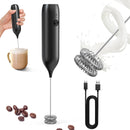 CIRCLE JOY Rechargeable Milk Frother Handheld with Stand, Dual Spring Whisk Head Electric Coffee Frother Foam Maker, Portable Drink Mixer for Cappuccino, Latte, Matcha, Black
