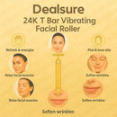Axooms 24K Gold Electric Facial Massager, Vibrating 3D Roller and T-Shaped Head for Facial Firming and Wrinkle Care