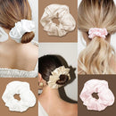 Axooms Large Silk Scrunchies for Women & Sleeping, 4 Pieces - Pink, White, Light Gold & Dark Pink, 6 cm