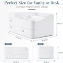 Axooms Large Countertop Makeup Organizer with Drawers for Cosmetics, Skincare, Brushes, Jewelry, and Perfume, White