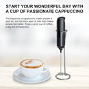 Coconut Electric Handheld Milk Frother with Stainless Steel Stand - Battery Operated Foam Maker & Mini Drink Mixer for Coffee, Frappe, Latte, Matcha & Hot Chocolate