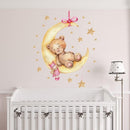Axooms Sleeping Bear on the Moon and Stars Wall Stickers for Kids Room Decor (Bear)