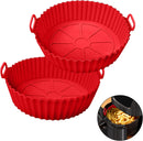 Axooms Non-Stick Silicone Pot for Air Fryer, 2-Pack, Food-Safe Air Fryer Liners as Alternative to Flammable Parchment Paper, Oven Basket, Fits 3-5 Quart, 2 Pieces