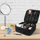 Axooms Travel Makeup Bag, Portable Cosmetics Organizer with Adjustable Dividers for Makeup Brushes, Toiletries, Jewelry and Digital Accessories, Black
