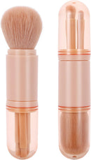 Axooms 4-in-1 Retractable Makeup Brush Set, Portable Travel Powder, Highlighter, Eyeshadow, and Lip Brushes, Pink