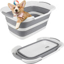 Axooms Foldable Multi-Purpose Pet and Baby Bath Tub with Drain Hole, Portable Plastic Laundry Basket and Storage Basin, Lightweight Space-Saving Design, 60 × 40 × 27.5 cm