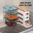 Axooms 4-Layer Automatic Rotating Egg Dispenser for Refrigerator – Space-Saving Gravity-Fed Egg Organizer, Holds 30 Eggs, White, Size L