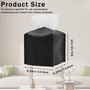 Axooms Black Square Tissue Box Cover, PU Leather Tissue Box Holder with Bottom Velcro Strap, Modern Tissue Organizer for Bathroom, Car, Hotel, Office (5.25 x 5.25 x 5 in)