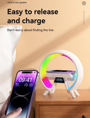 Axooms RGB Sunrise Alarm Clock with Wireless Charger, Bluetooth Speaker, Ambient Night Light, and Wake-Up Lamp
