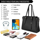 Axooms Women's Large PU Leather Tote Bag, 15.6-Inch Laptop Handbag for Classes