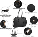 Axooms Women's Large PU Leather Tote Bag, 15.6-Inch Laptop Handbag for Classes