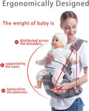 Hounsh Gray Baby Hip Seat Carrier with Adjustable Strap, Zipper Pocket, Soft Base, and Large Storage Space (Gray)