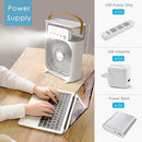 Axooms 4000mAh Double-Ended Spray Fan, Cool Air, 3 New Speeds 2025, USB-C Rechargeable with LED Light Cooler, Touch & Remote Control, 280ml Water Tank, Ice Fill (White)