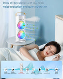 Axooms 4000mAh Double-Ended Spray Fan, Cool Air, 3 New Speeds 2025, USB-C Rechargeable with LED Light Cooler, Touch & Remote Control, 280ml Water Tank, Ice Fill (White)
