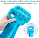 Axooms body scrubber belt bath brush silicone scrub back skin shower double exfoliating massager long cleaning easy side clean lathers for men & women