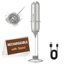 CIRCLE JOY Rechargeable Milk Frother Handheld with Stand, Dual Spring Whisk Head Electric Coffee Frother Foam Maker, Portable Drink Mixer for Cappuccino, Latte, Matcha, Black