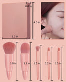 Axooms Mini Travel Makeup Brush Set with Hard Case and Mirror, 5 Pieces - Multicolor