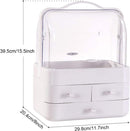 Axooms Large Makeup Organizer with Dustproof Lid and Drawers, Cosmetics and Jewelry Display Box for Dressing Table, Bathroom and Wardrobe, White