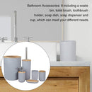 Axooms Bamboo Bathroom Accessories Set, 6 Pieces, Toilet Brush, Soap Dispenser, Wastebasket, and Holders