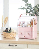 Axooms Makeup Organizer with Dustproof Lid, Carry Handle and Drawers, Large Cosmetics Storage Box for Bathroom, Countertop, Bedroom and Closet