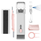 8-in-1 Electronics Cleaning Kit – 7-in-1 Multi-Function Set + Bonus Flannel Cloth | 5 ml Screen Spray, AirPods Cleaning Pen, Keycap Puller, Brushes & Sponge
