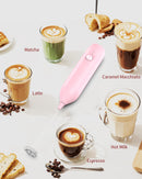 CIRCLE JOY Rechargeable Milk Frother Handheld with Stand, Dual Spring Whisk Head Electric Coffee Frother Foam Maker, Portable Drink Mixer for Cappuccino, Latte, Matcha, Black