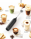 CIRCLE JOY Rechargeable Milk Frother Handheld with Stand, Dual Spring Whisk Head Electric Coffee Frother Foam Maker, Portable Drink Mixer for Cappuccino, Latte, Matcha, Black