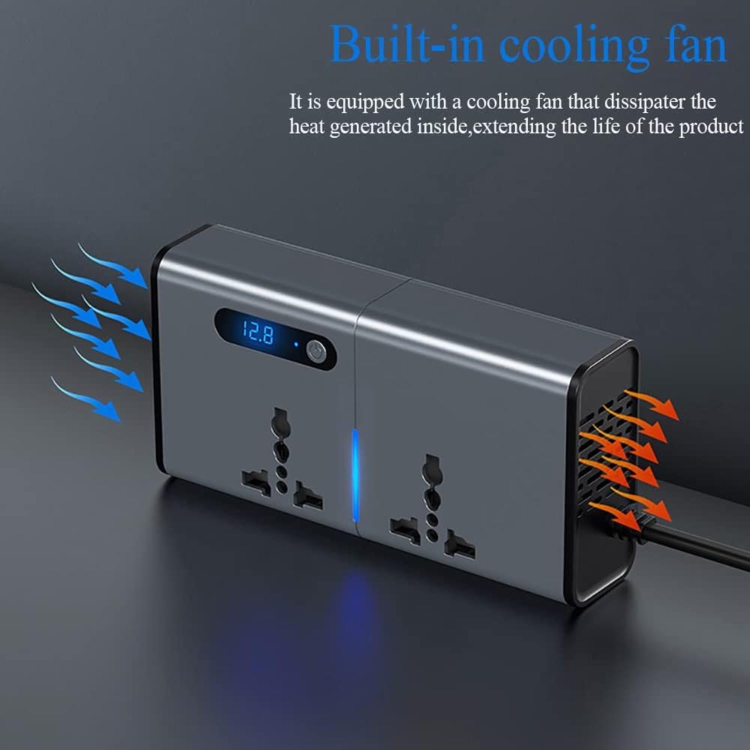 200W Car Power Inverter – 12/24V DC to 220V AC, Dual AC Outlets, 3×USB + 30W Type-C, LED Display, Cooling Fan & On/Off Switch