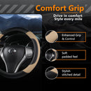 Axooms Leather Steering Wheel Protection Cover , Non-Slip and Breathable Microfiber Protective Cover, Universal Fit for Most Cars (Beige)