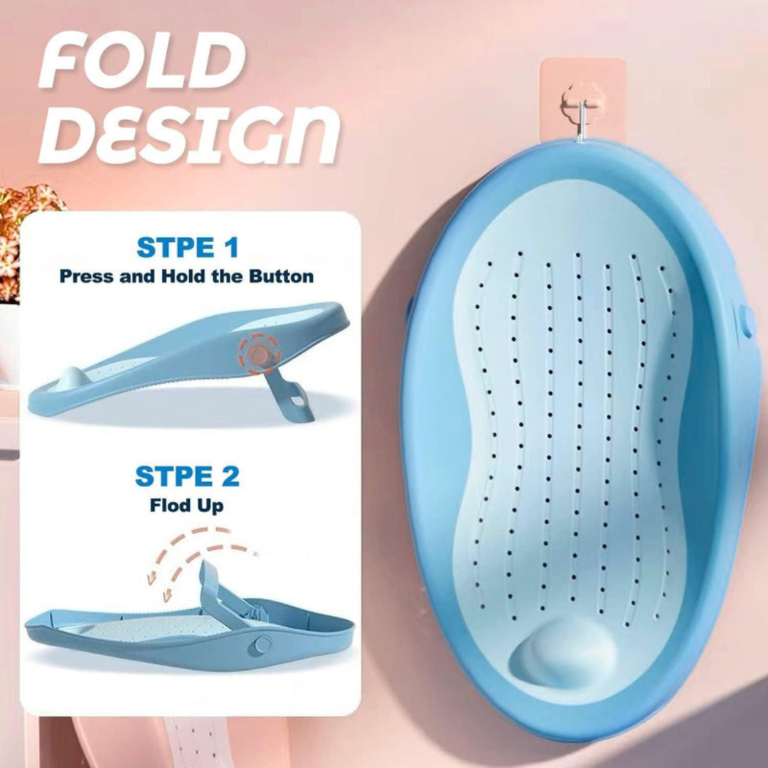 Axooms Foldable Baby Bath Seat – Soft Mesh, Quick-Dry & Non-Slip | Portable Infant Bath Support (0–12 Months)